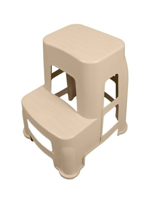 2 in 1 Portable Multifunctional Plastic Step Stool and Ladder Max Load 125kg | 2 Step Stool with Non-Slip Surface and Base | Portable Plastic Step Stool for Kitchen, Home, Toilet, Bedroom, Office (Beige)