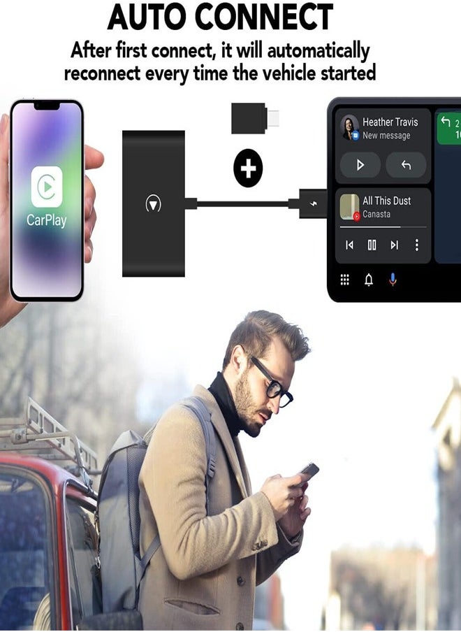 Wireless CarPlay Adapter for iPhone, Wireless Auto Car Adapter, Apple Wireless Carplay Dongle, Plug Play 5GHz WiFi Online Update (black)