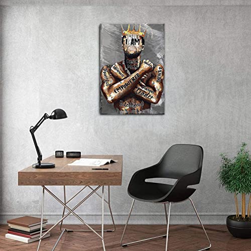 AKOTAC Framed African American Wall Art Inspirational Black Man Men Portrait Wall Art Afro King Poster Abstract Motivational Quotes Canvas Prints Painting Home Decor for Bedroom Living Room Gift for Black - Image 4