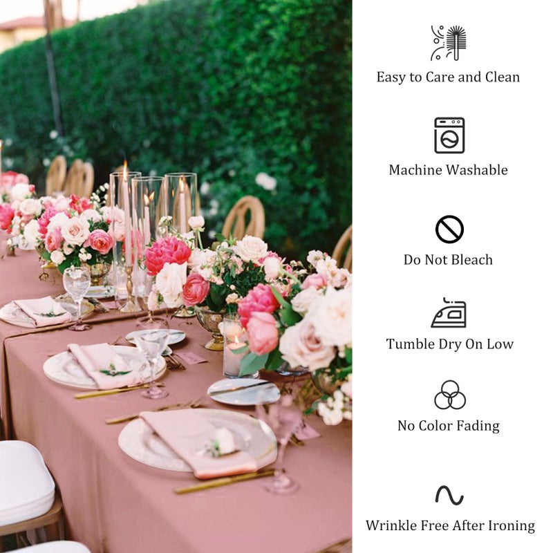 Fivenl 8 Pack Dusty Rose Tablecloth 60 x 102 Inch, Premium Rectangle Table Clothes for 6 Foot Rectangle Tables Washable Polyester Fabric Table Covers for Wedding Party Reception Banquet Buffet Restaurant - Image 5