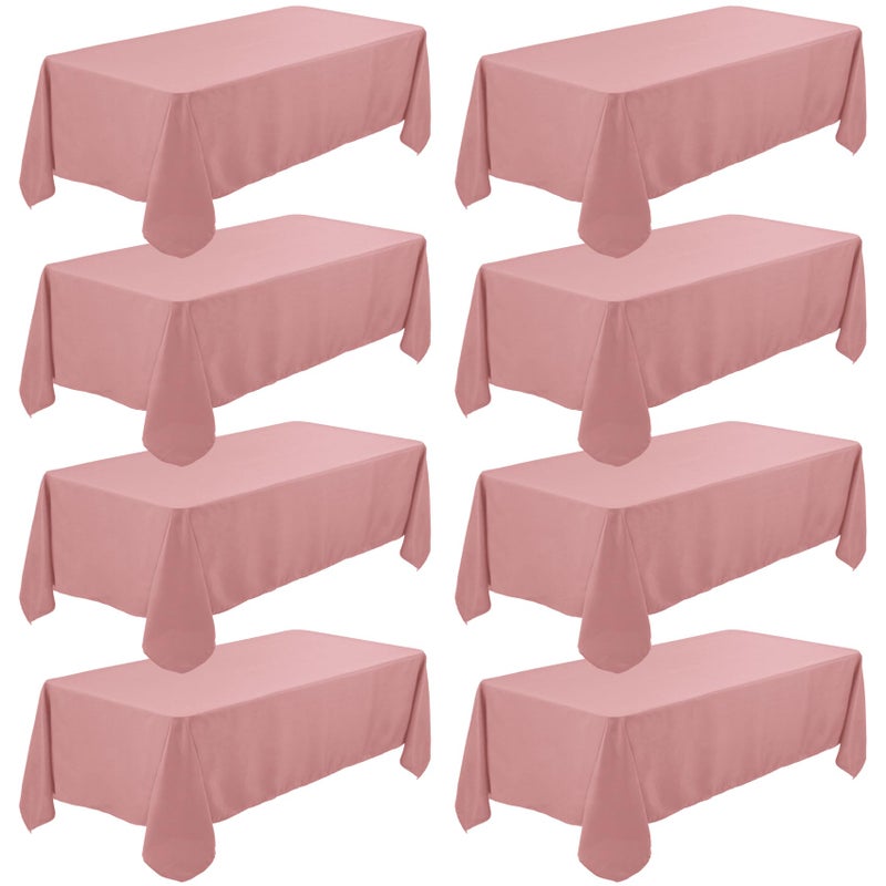 Fivenl 8 Pack Dusty Rose Tablecloth 60 x 102 Inch, Premium Rectangle Table Clothes for 6 Foot Rectangle Tables Washable Polyester Fabric Table Covers for Wedding Party Reception Banquet Buffet Restaurant - Image 1