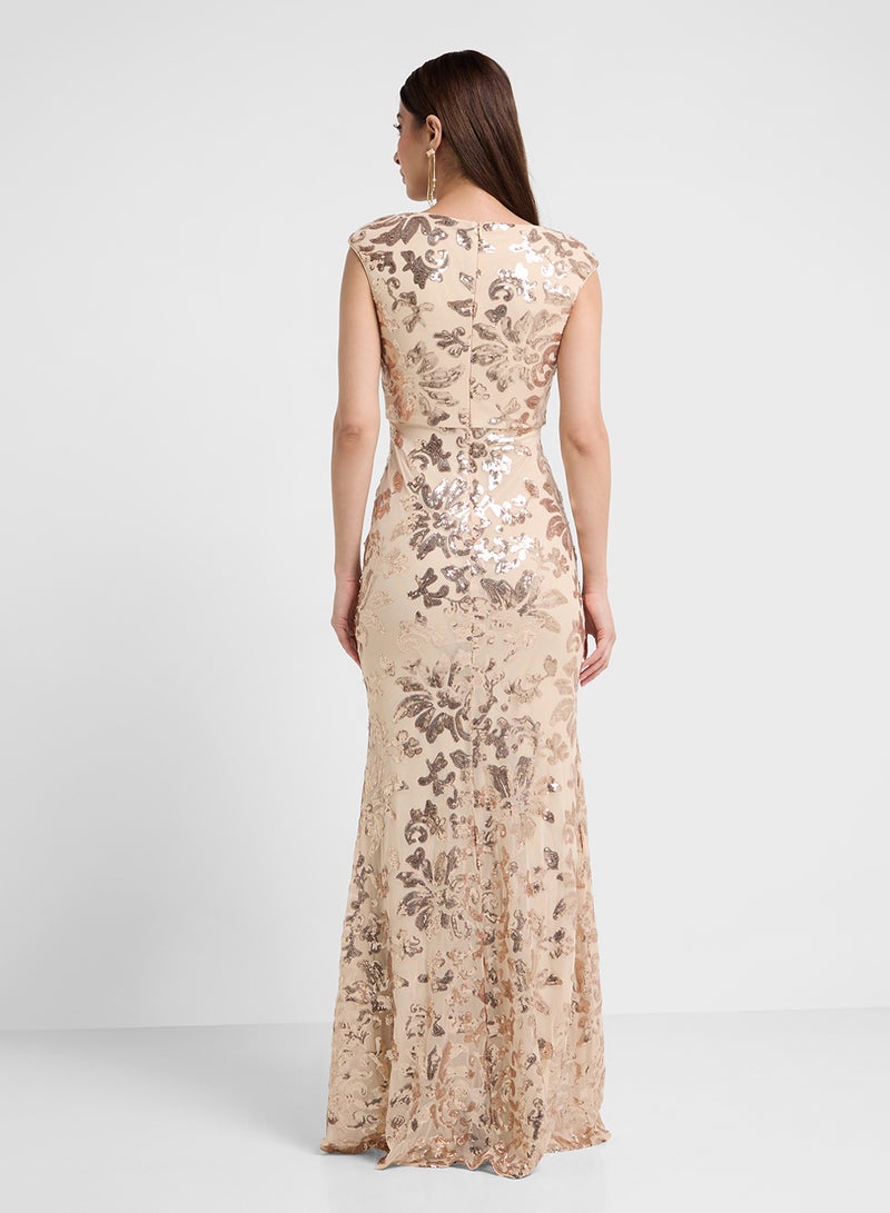 Ella Limited Edition Floral Sequin Gown Dress  - Image 2