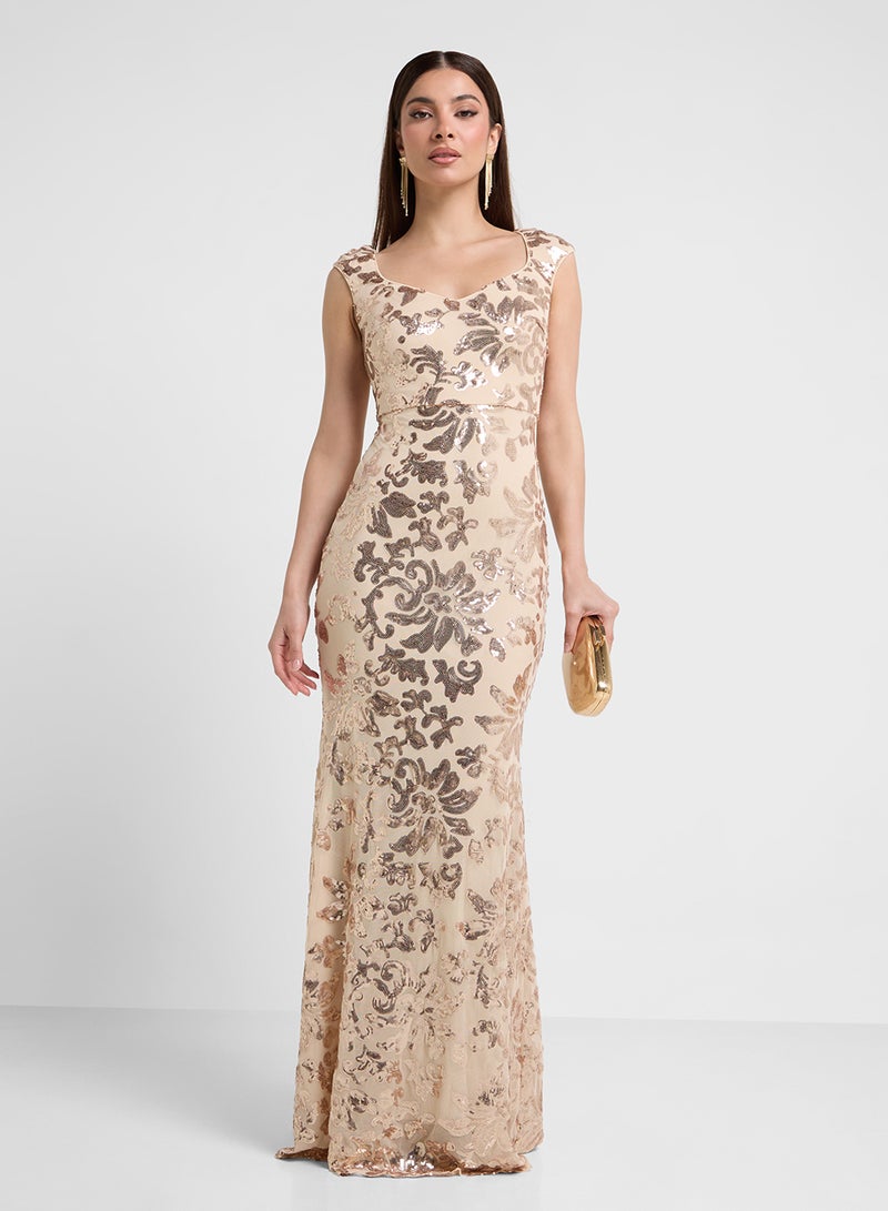 Ella Limited Edition Floral Sequin Gown Dress  - Image 4
