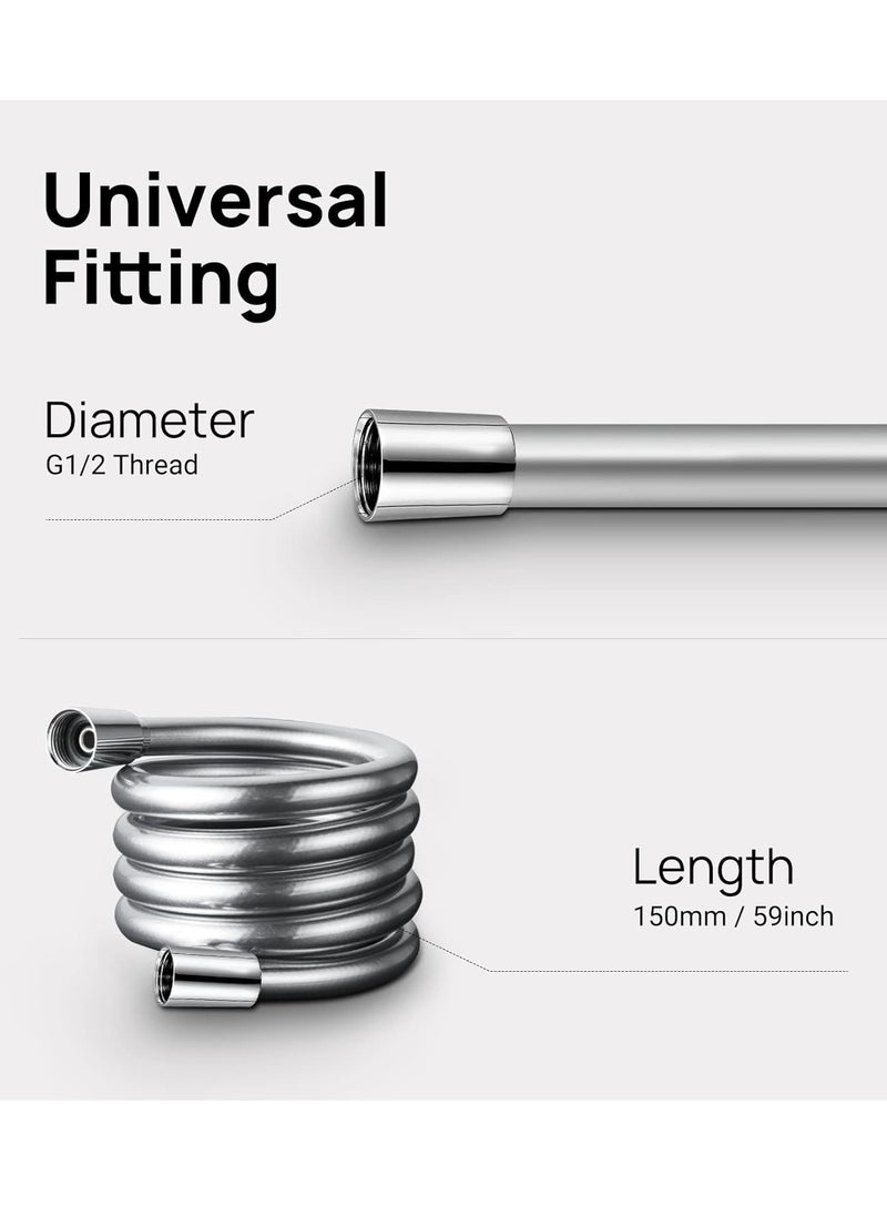 Jomoo - Shower Hose, 59 inch PVC Shower Hose for Handheld Shower Head Hose, Bidet Hose, Bathroom 150cm Shower Pipe, Silver - Image 1
