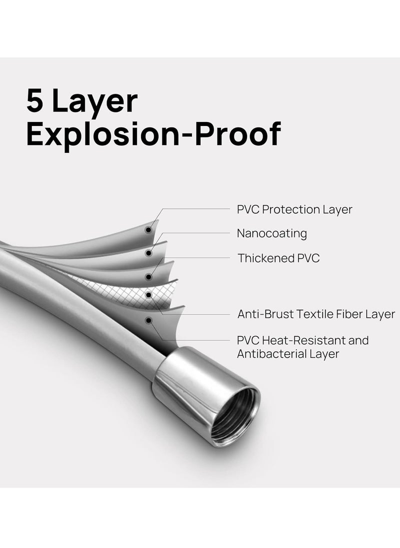 Jomoo - Shower Hose, 59 inch PVC Shower Hose for Handheld Shower Head Hose, Bidet Hose, Bathroom 150cm Shower Pipe, Silver - Image 1
