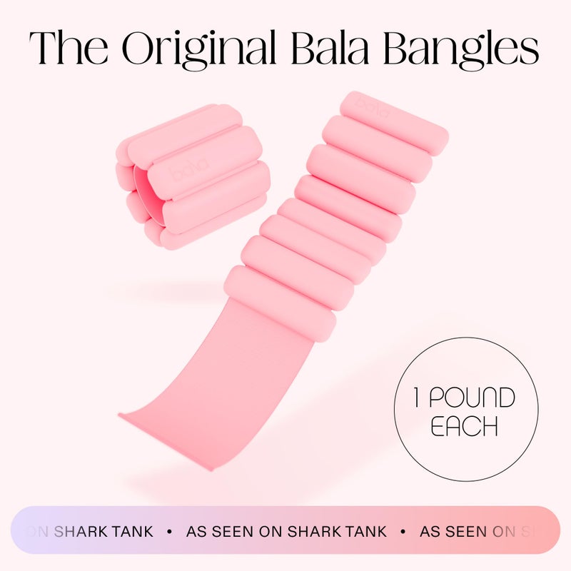 Bala Bangles Wrist & Ankle Weights for Women & Men - 1 lb Adjustable Weighted Bands - Soft Silicone Arm & Leg Weights for Pilates, Yoga, Walking, Barre, Home Workout & Strength Training Exercise - Image 2