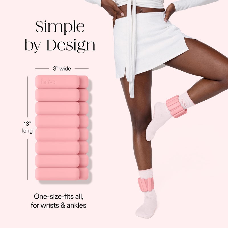 Bala Bangles Wrist & Ankle Weights for Women & Men - 1 lb Adjustable Weighted Bands - Soft Silicone Arm & Leg Weights for Pilates, Yoga, Walking, Barre, Home Workout & Strength Training Exercise - Image 4