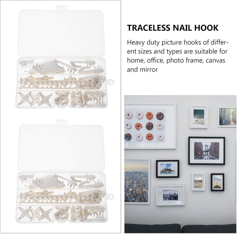 84 Pcs Photo Frame Hook White Hangers Picture Hangers White Easel Paint Easel for Canvas Painting Non-Trace Wall Picture Hook Oil Painting Frames Photo Hooks Plastic Set Dedicated - Image 2