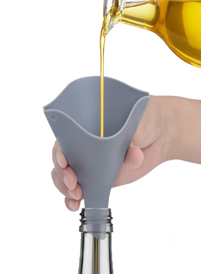 Tinkeep Fan-Shaped Silicone Funnel for Filling Bottles Collapsible Funnel for Kitchen Use Foldable Funnels for Water Bottle Liquid Transter Food Grade for PowderFDA Gray - Image 1