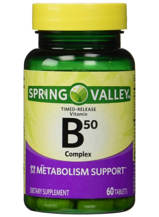 SPRING VALLEY وادي الربيع - فيتامين ب-كومبلكس B50، إطلاق مؤقت، 60 قرص - Image 1