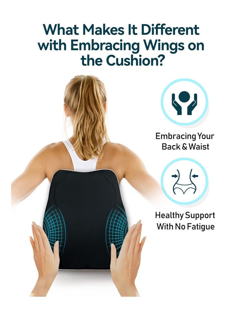general Ergonomic Lumbar Support Cushion, Memory Foam Back Support for Car Seat Office Chair Gaming Chair, Backrest with Skin-friendly Cover & Dual Adjustable Straps, Black - Image 2