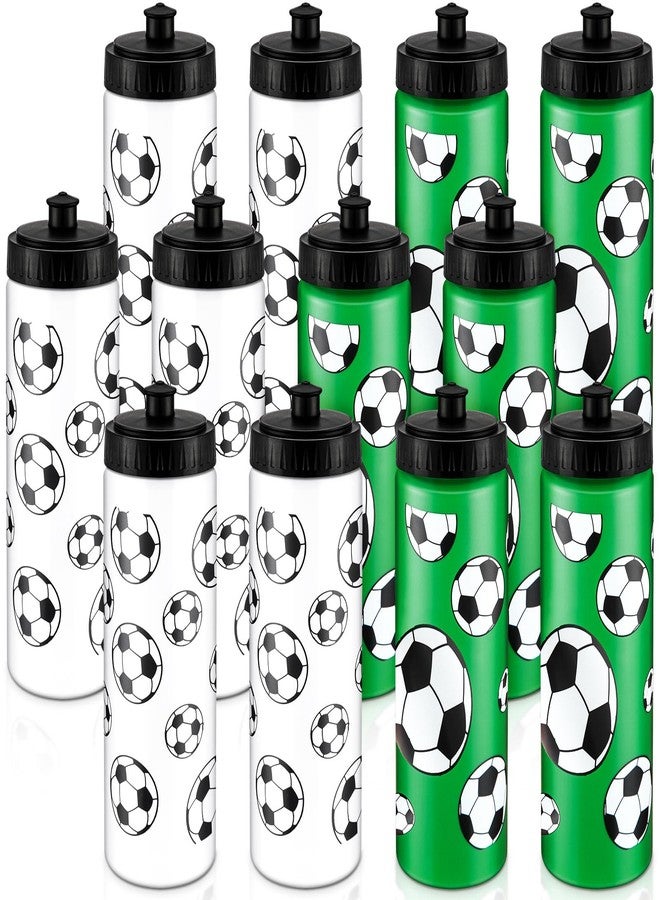 Skybooly 12 Pcs Soccer Water Bottle 20 oz Sports Water Bottle Ball Accessories Water Bottle Reusable Squeeze Water Bottle for Players Lovers Party Favor Gym for Most Bike Cage(Black, White, Green) - Image 1