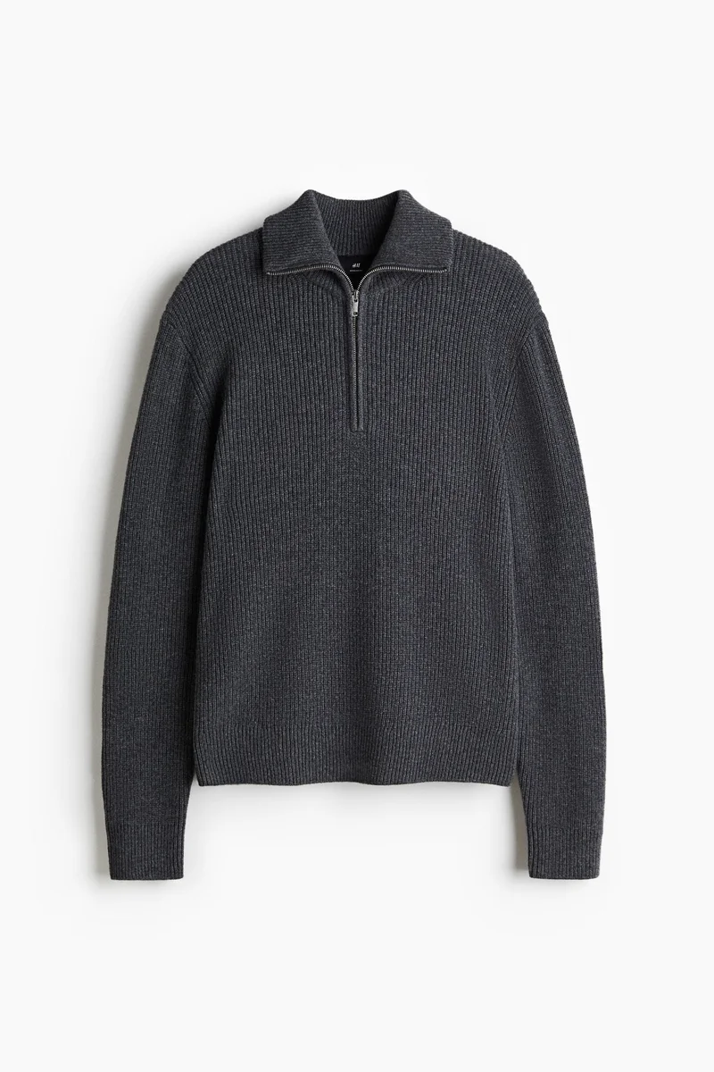H&M Regular Fit Zip-top wool polo jumper