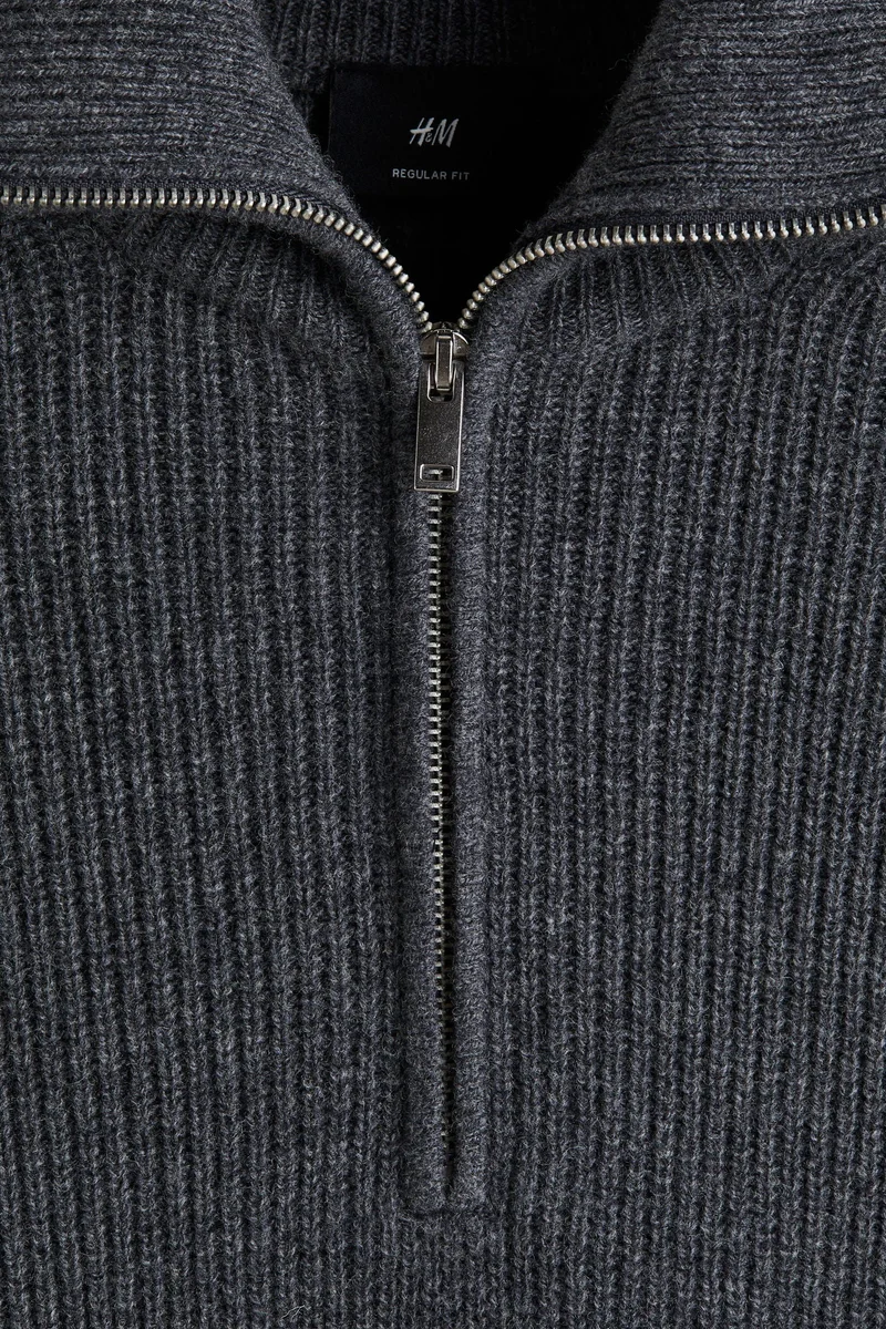 H&M Regular Fit Zip-top wool polo jumper