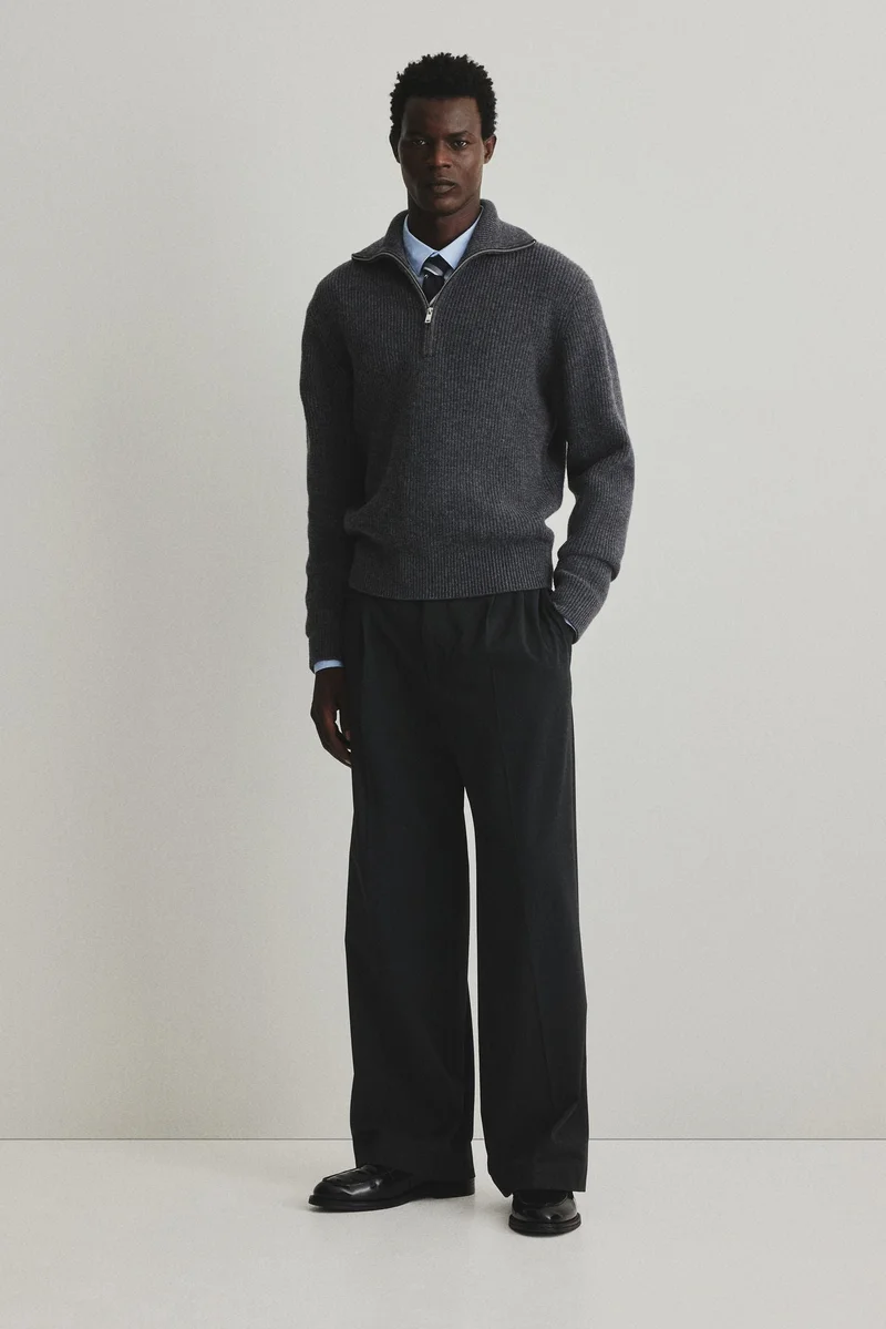 H&M Regular Fit Zip-top wool polo jumper