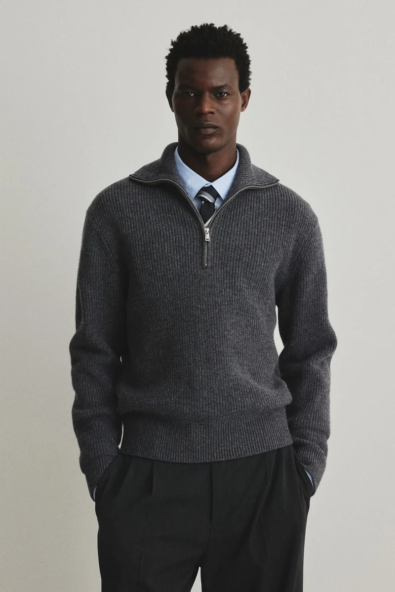 H&M Regular Fit Zip-top wool polo jumper