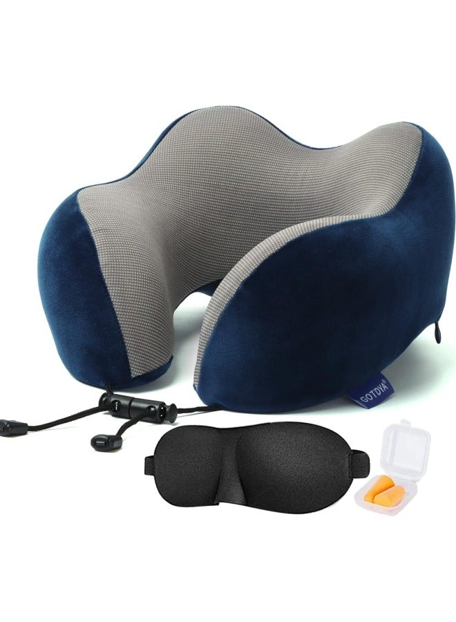 تاختيلا وسادة السفر بالطائرة -وسادة الأسفنج الذكي، والسفر، والنوم، والسيارات، والقطارات، والضروريات المنزلية الضرورية للرحلة (زرقاء) - Image 5