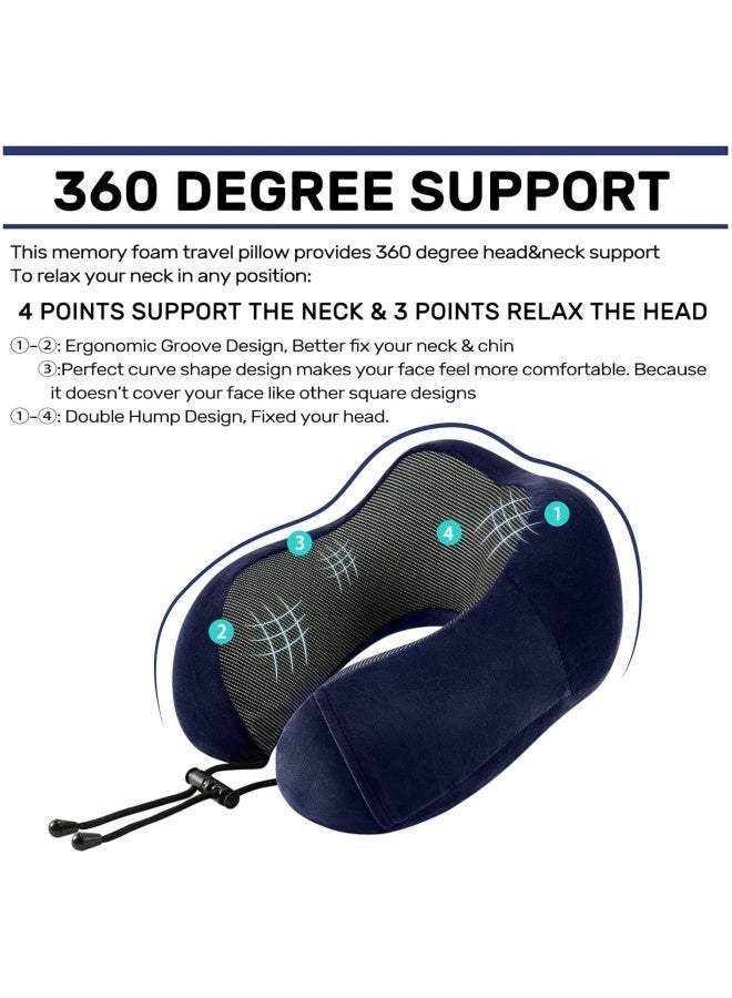 تاختيلا وسادة السفر بالطائرة -وسادة الأسفنج الذكي، والسفر، والنوم، والسيارات، والقطارات، والضروريات المنزلية الضرورية للرحلة (زرقاء) - Image 4