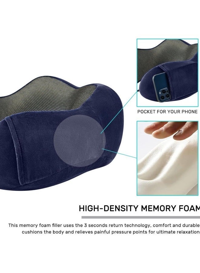 تاختيلا وسادة السفر بالطائرة -وسادة الأسفنج الذكي، والسفر، والنوم، والسيارات، والقطارات، والضروريات المنزلية الضرورية للرحلة (زرقاء) - Image 2