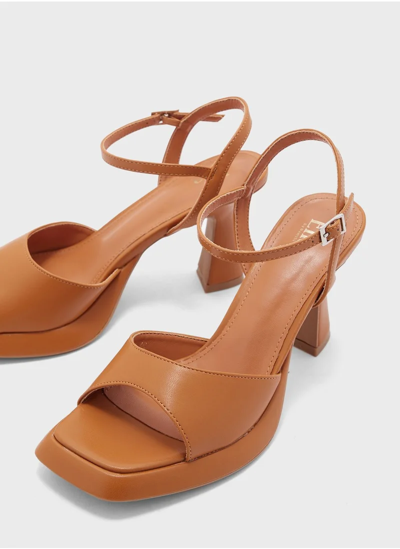 ELLA Flared Heel One Strap Platform Sandal