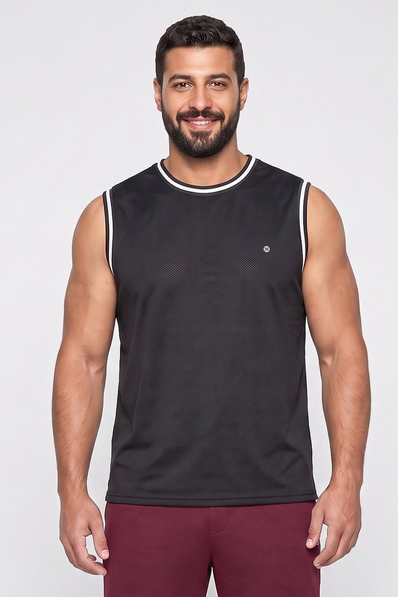 RBX Men Sportswear Fit Sleeveless Basketball Vest, Black - Image 1