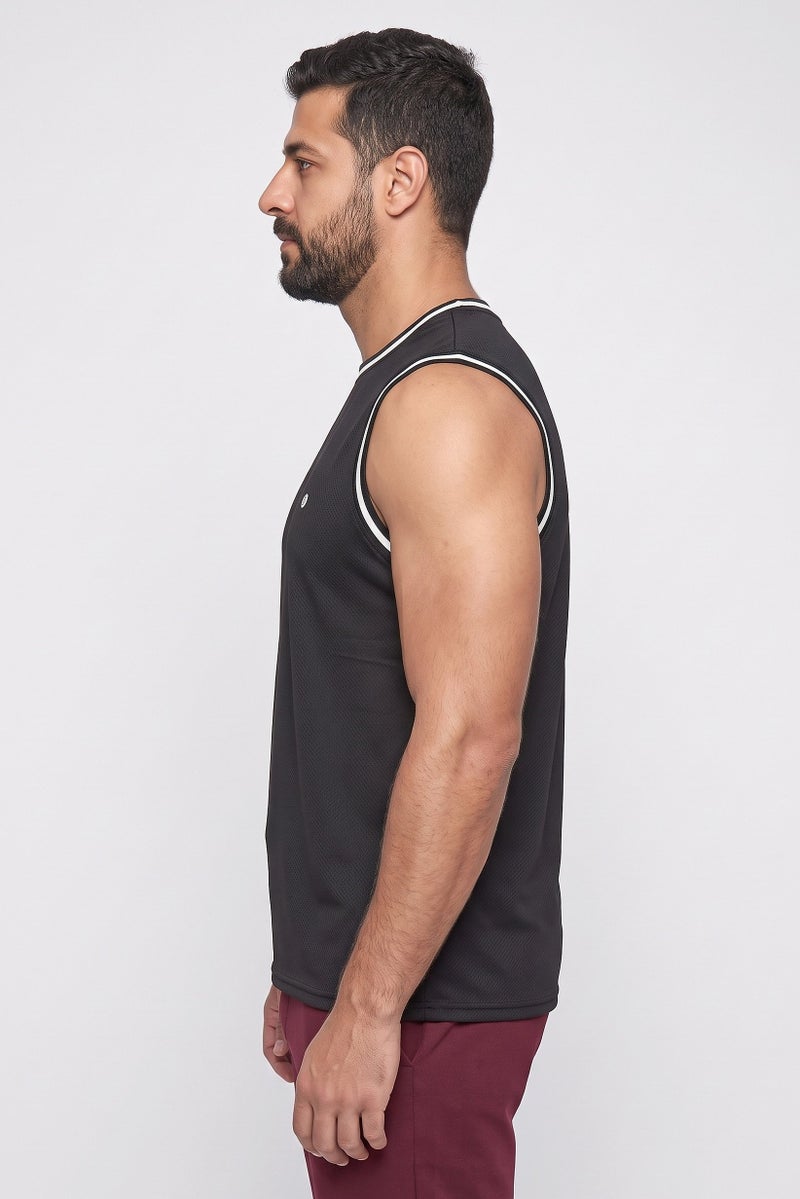 RBX Men Sportswear Fit Sleeveless Basketball Vest, Black - Image 3