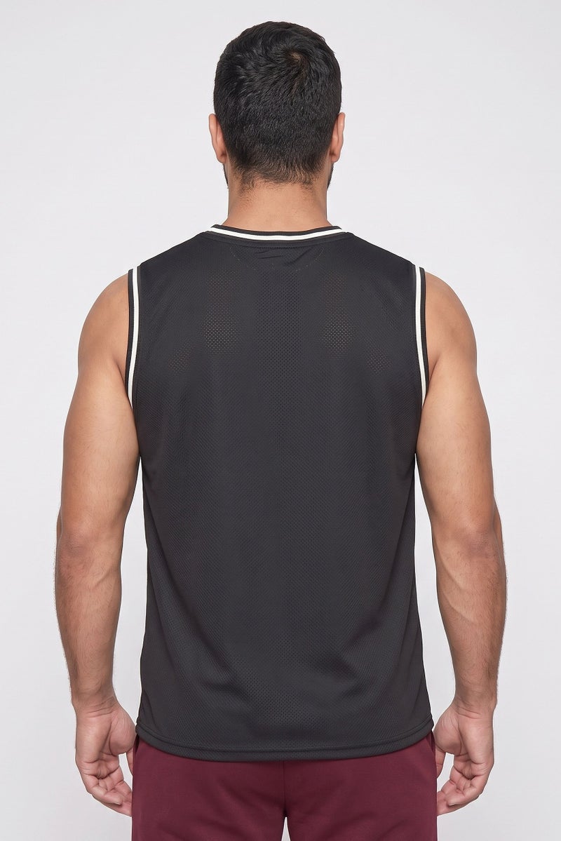 RBX Men Sportswear Fit Sleeveless Basketball Vest, Black - Image 4
