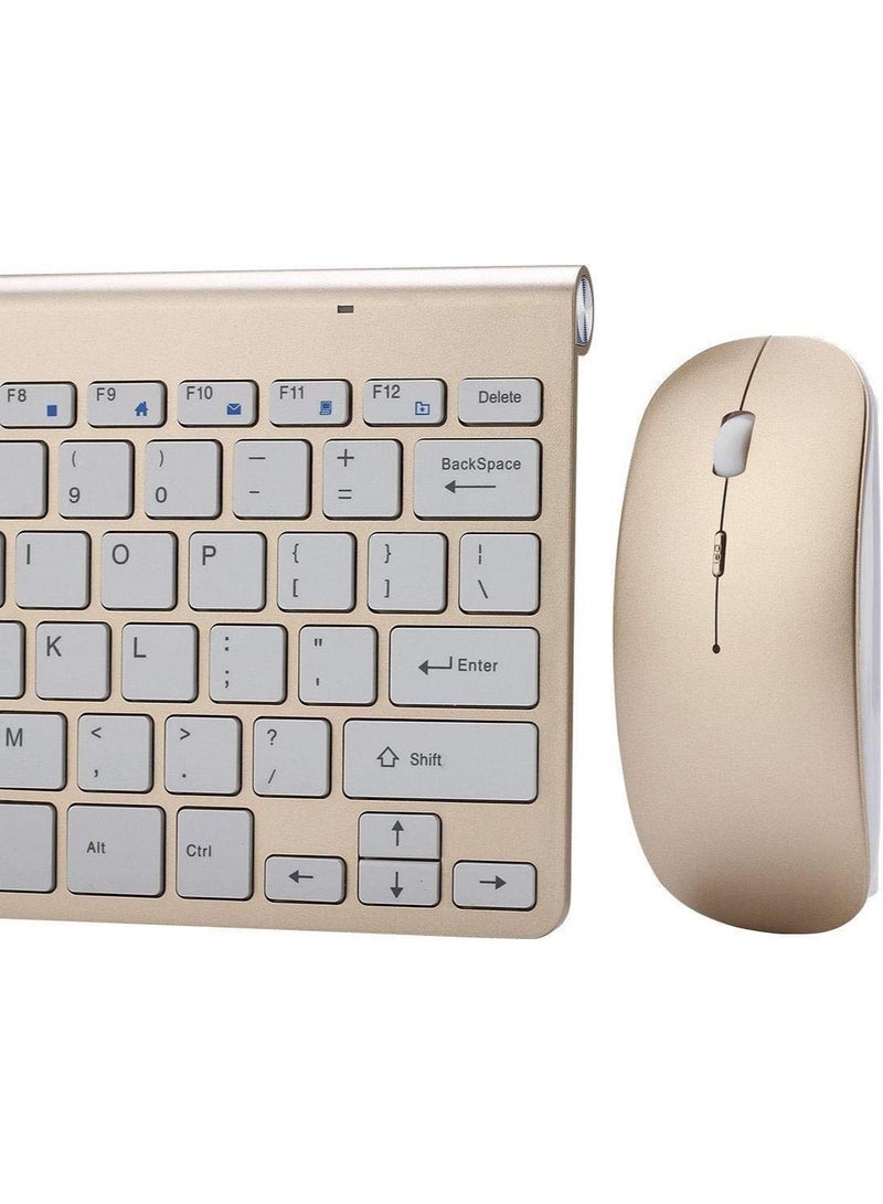KuWFi Portable Mini 2.4GHz one set Wireless Keyboard and Mouse Combo Kit for Desktop Laptop Use (Gold) - Image 3