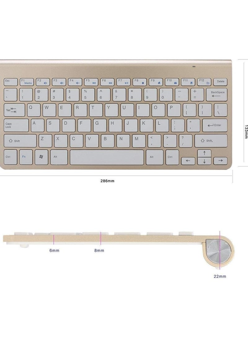 KuWFi Portable Mini 2.4GHz one set Wireless Keyboard and Mouse Combo Kit for Desktop Laptop Use (Gold) - Image 2