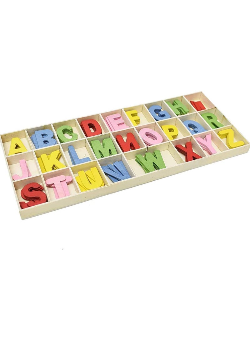 asmat Wooden Alphabets Set for Art & Craft (5 Pieces Each Letter) - Image 1