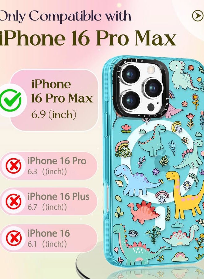 LOTADILO Case for iPhone 16 Pro Max Case Compatible with Magsafe Ring Holder Stand - for Women Dinosaur Design TPU Phone Cover for Girls Girly Funny Fashion - Image 2