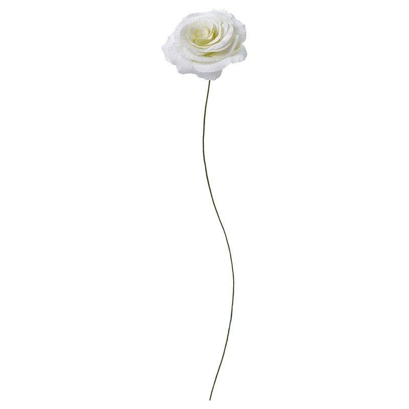 Baitique Artificial Paper Rose Flower, White, 50 cm - Image 1