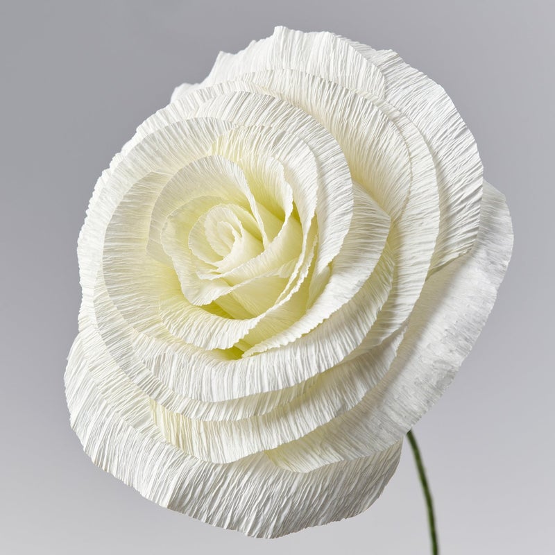 Baitique Artificial Paper Rose Flower, White, 50 cm - Image 4