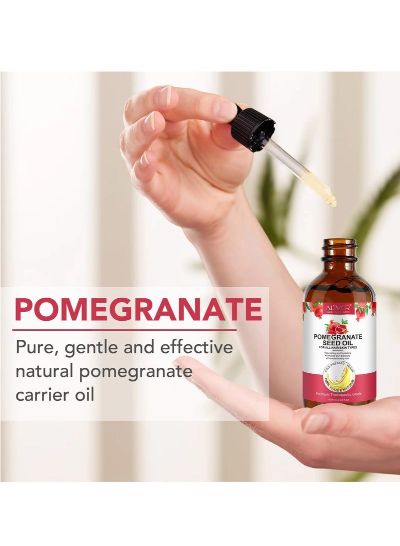 ALIVER 60ml Pomegranate Seed Oil for Skin Face & Hair 100% Pure Natural Organic Cold Pressed Pomegranate Seed Oil Antioxidant Moisturizer Nourishing Hydrating Anti Aging Reduce Fine Lines - Image 5