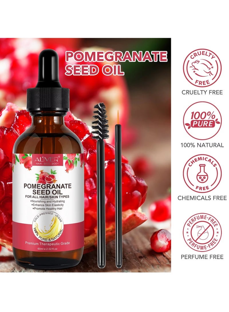 ALIVER 60ml Pomegranate Seed Oil for Skin Face & Hair 100% Pure Natural Organic Cold Pressed Pomegranate Seed Oil Antioxidant Moisturizer Nourishing Hydrating Anti Aging Reduce Fine Lines - Image 3