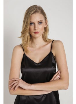 Magic Form 7270 Women's Black Strappy Satin Nightgown  - Image 2