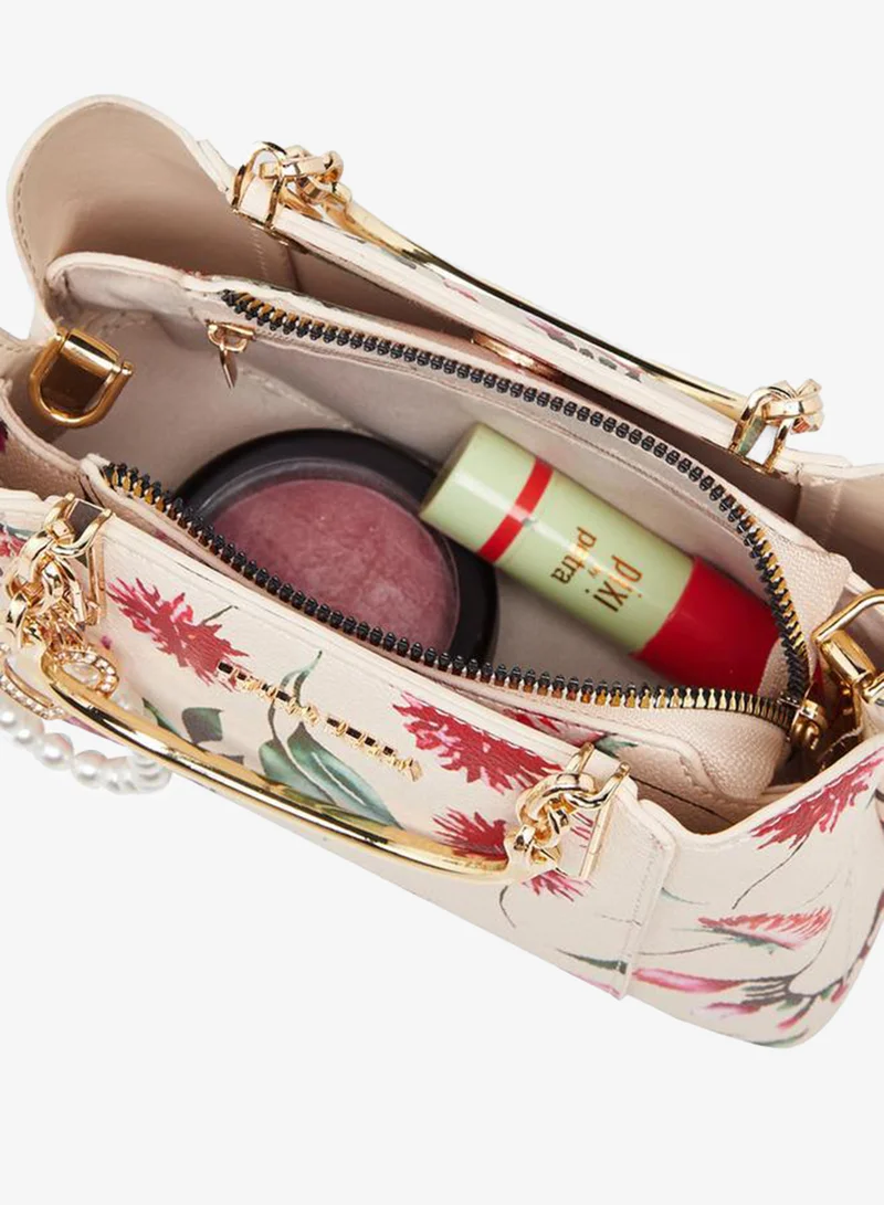 Flora Bella By Shoexpress PINK Printed Tote Bag With Detachable Shoulder Strap for Women | Best Price UAE