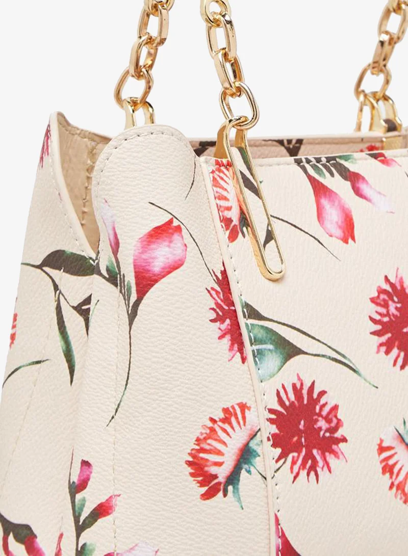 Flora Bella By Shoexpress PINK Printed Tote Bag With Detachable Shoulder Strap for Women | Best Price UAE