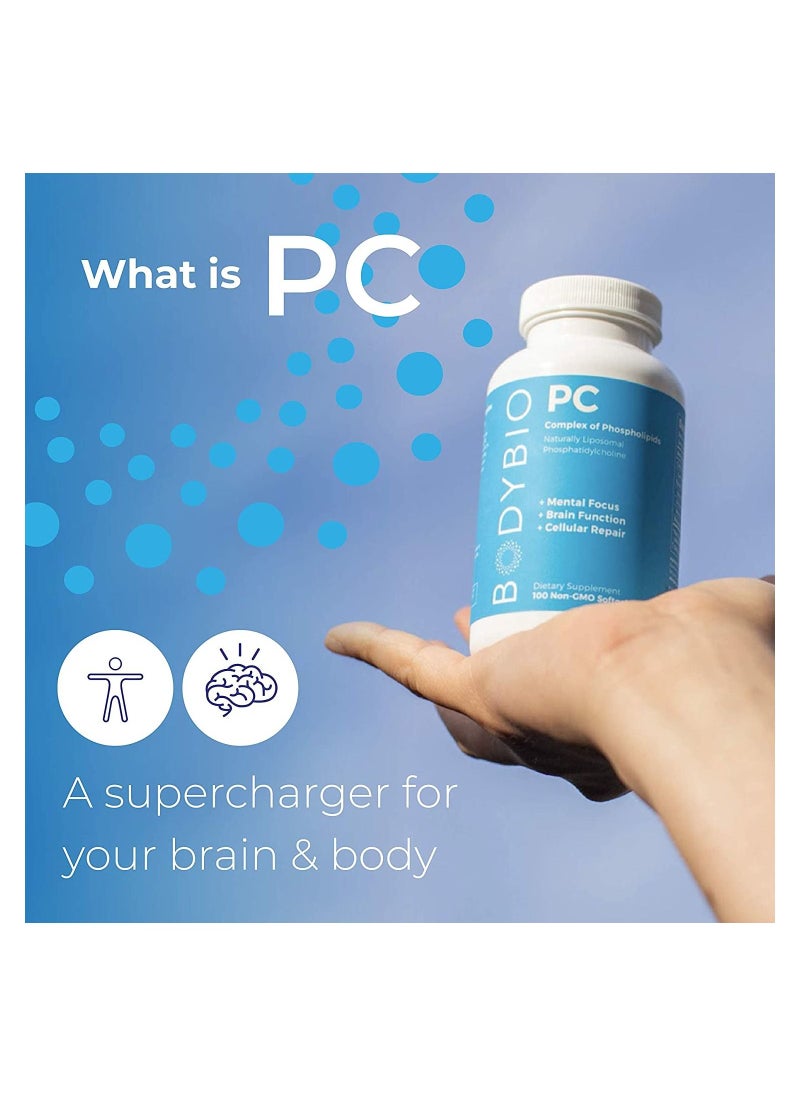 BodyBio - BodyBio PC Phosphatidylcholine and Phospholipids , Liposomal for High Absorption  , Optimal Brain & Cell Health , Boost Memory, Cognition, Focus & Clarity 4 oz - Image 1