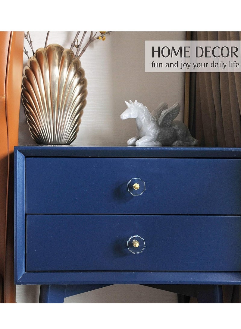 SYOSI Glass Crystal Knobs Cabinet Knobs and Pulls Brass Drawer Pull Cabinet Handle Gold Furniture Hardware for Dresser Kitchen 6 Pack Octagon - Image 2