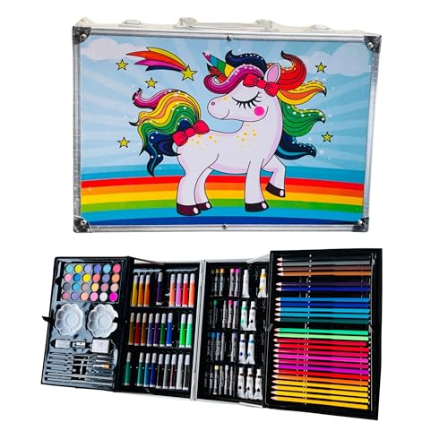 Kitchen Bloom Color Kit Art Set for Kids, 145 Pieces Drawing Kit with Colour Pencils, Oil Pastels, Paint Brushes, Water Colours, Marker Pens, Color Set for Kids (Unicorn (Blue)) - Image 5