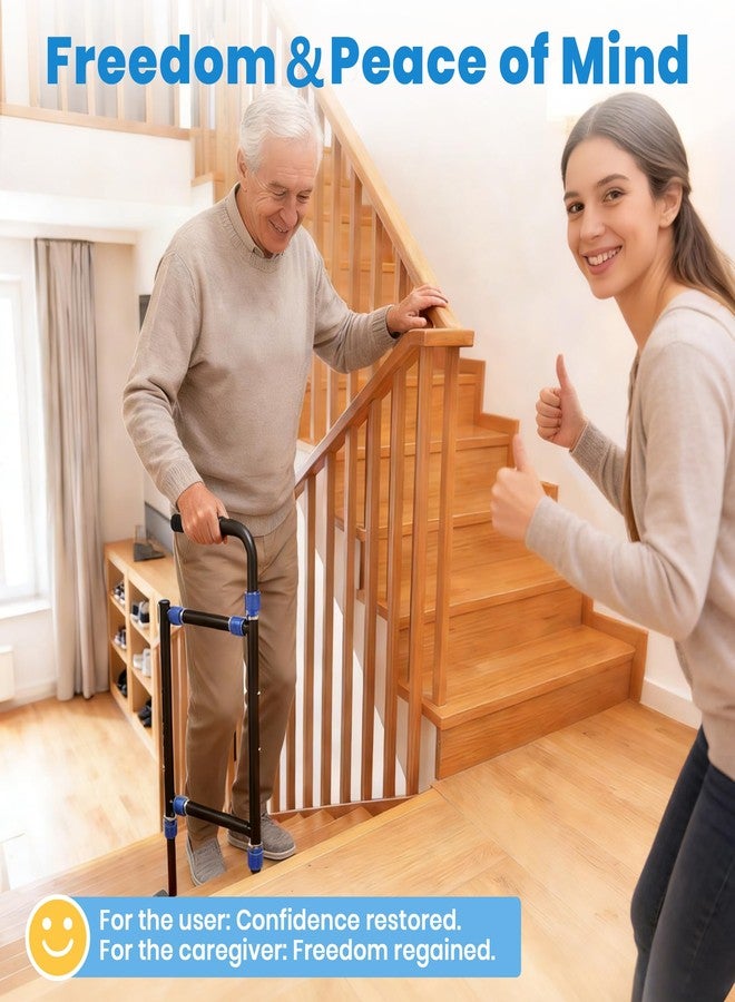 Support Way Height & Width Adjustable Stair Assist Cane for Seniors, Customizable to fit Most Indoor/Outdoor Steps, Wide Anti-Slip Base, Professional Stair Climbing Assist Cane for Sore Knees & Post-Surgery - Image 3