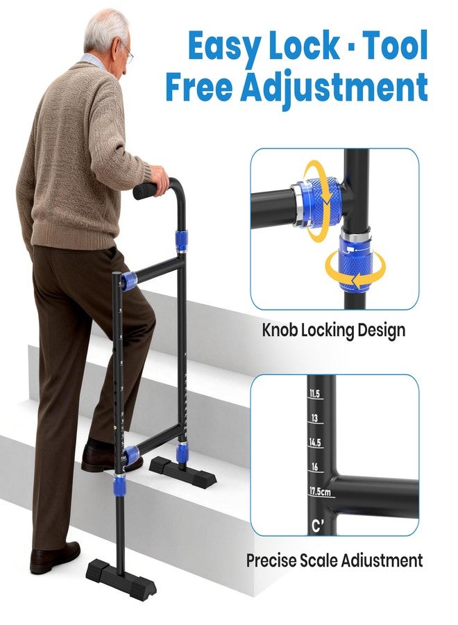 Support Way Height & Width Adjustable Stair Assist Cane for Seniors, Customizable to fit Most Indoor/Outdoor Steps, Wide Anti-Slip Base, Professional Stair Climbing Assist Cane for Sore Knees & Post-Surgery - Image 4