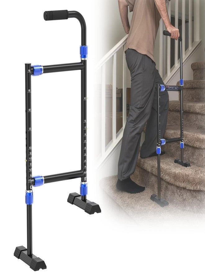Support Way Height & Width Adjustable Stair Assist Cane for Seniors, Customizable to fit Most Indoor/Outdoor Steps, Wide Anti-Slip Base, Professional Stair Climbing Assist Cane for Sore Knees & Post-Surgery - Image 1