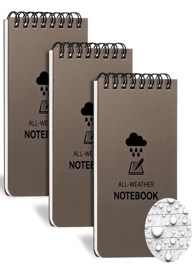 COIDEA 3 Pack Waterproof Notebook, 3 x 5 Pocket Notepad, All Weather Small Pocket Notebook Paper, Mini Spiral Notepad Police Notepad 100 Lined Pages for Outdoor Office - Image 1