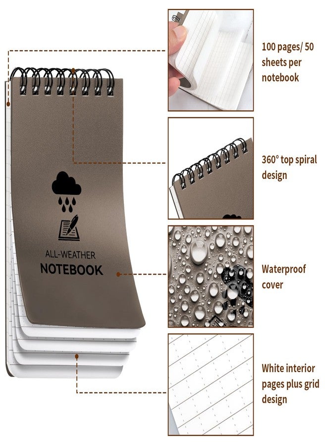 COIDEA 3 Pack Waterproof Notebook, 3 x 5 Pocket Notepad, All Weather Small Pocket Notebook Paper, Mini Spiral Notepad Police Notepad 100 Lined Pages for Outdoor Office - Image 4