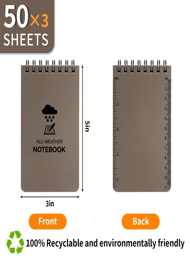 COIDEA 3 Pack Waterproof Notebook, 3 x 5 Pocket Notepad, All Weather Small Pocket Notebook Paper, Mini Spiral Notepad Police Notepad 100 Lined Pages for Outdoor Office - Image 2