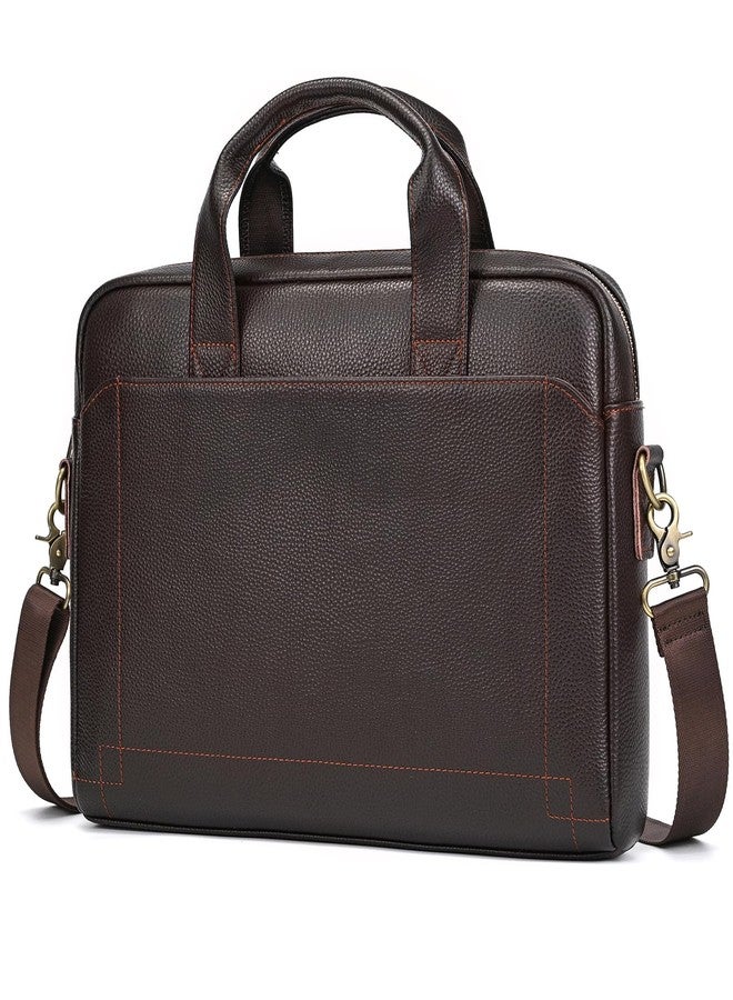 SAIION Genuine Leather Briefcase for Men, Laptop Computer Shoulder Bag With Strap, 15.6 Inch Business Travel Work Handbag, Brown - Image 1
