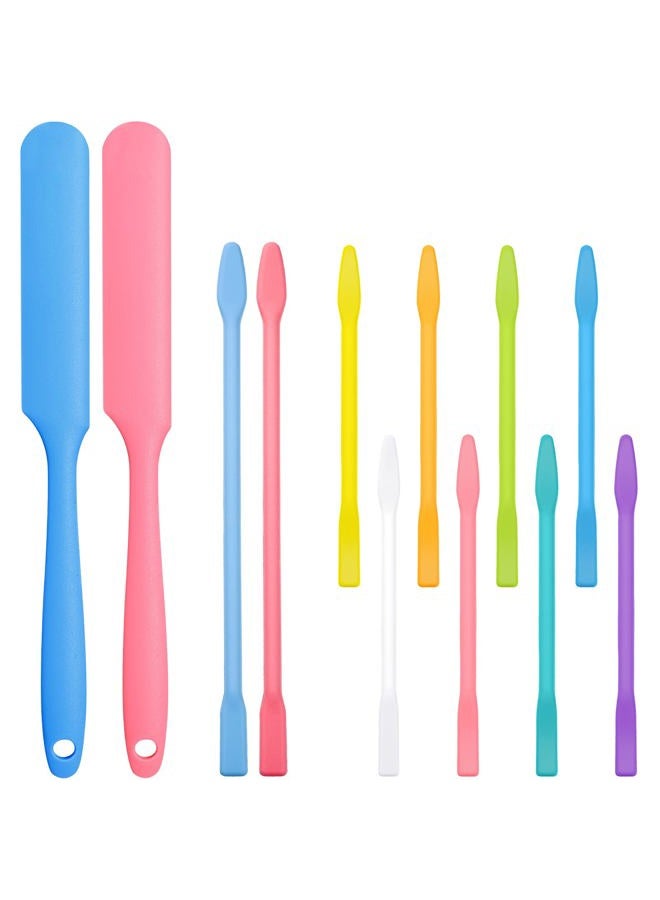 Patelai 12 Pieces Non-stick Wax Spatulas Silicone Spatula Applicator Reusable Hair Removal Sticks Different Sizes Wax Scrapers Hard Sticks for Home Salon Body Use - Image 1