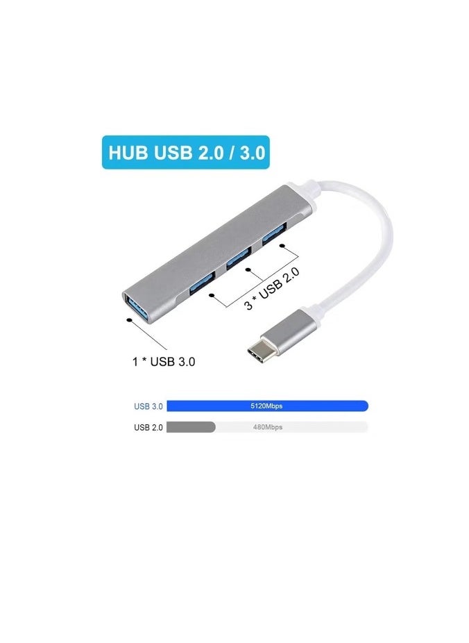 ماركة غير محددة - USB C Hub 4 منافذ USB 3.0 - سبائك الألومنيوم - نحيف للغاية - Image 1